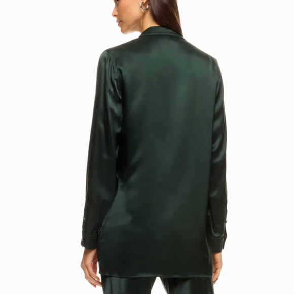 Silk Laundry Dark Green Silk Oversized Blazer XL Boxy Unstructured Designer $345 - Picture 2 of 13